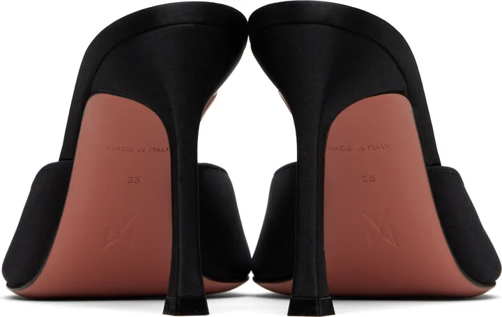 Amina Muaddi Black Alexa Slipper 95 Heeled Sandals - Image 2