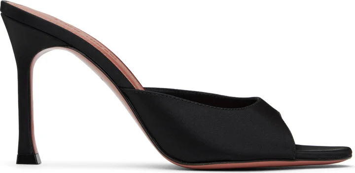 Amina Muaddi Black Alexa Slipper 95 Heeled Sandals