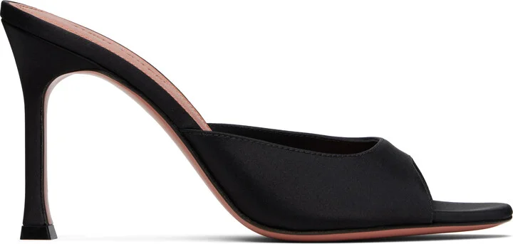 Amina Muaddi Black Alexa Slipper 95 Heeled Sandals