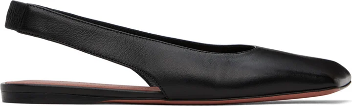 Amina Muaddi Black Ane Ballerina Flats