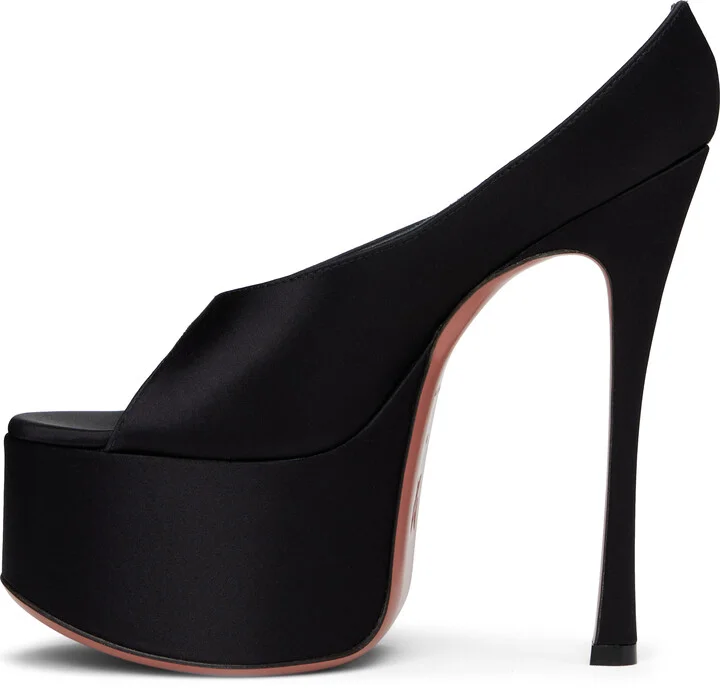 Amina Muaddi Black Anok Plateau Heeled Sandals - Image 3