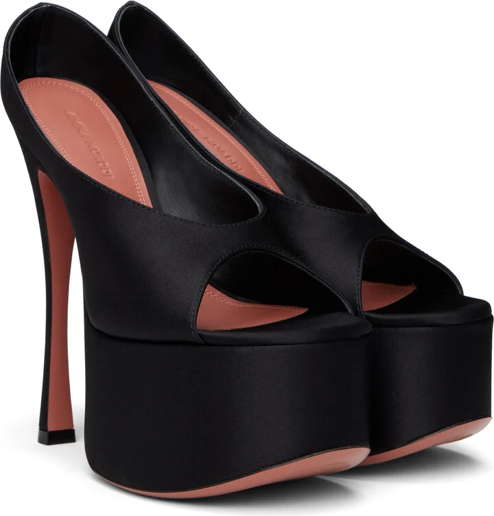 Amina Muaddi Black Anok Plateau Heeled Sandals - Image 4
