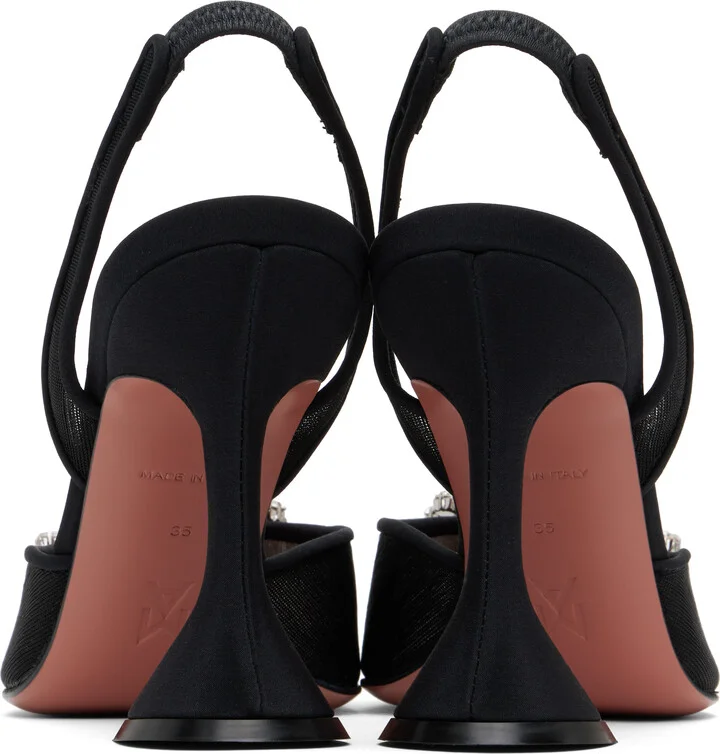 Amina Muaddi Black Begum Mesh Sling 95 Heels - Image 2