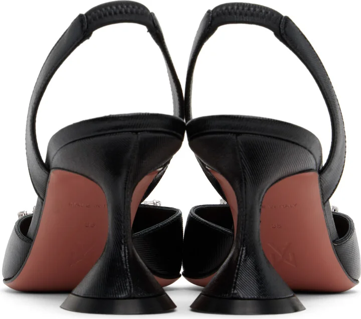 Amina Muaddi Black Begum Sling 70 Heels - Image 2