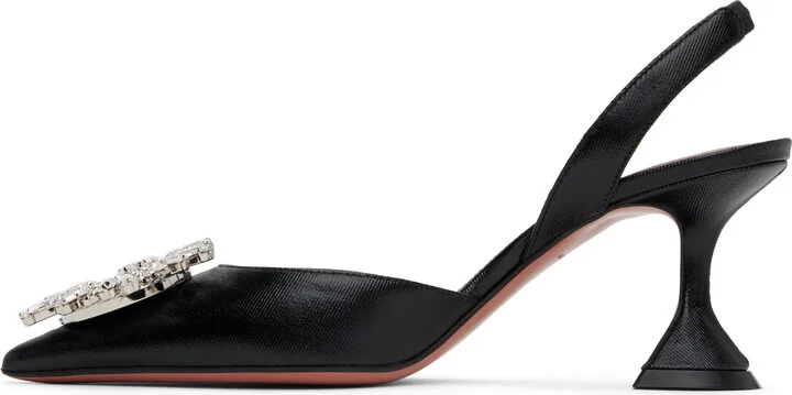 Amina Muaddi Black Begum Sling 70 Heels - Image 3