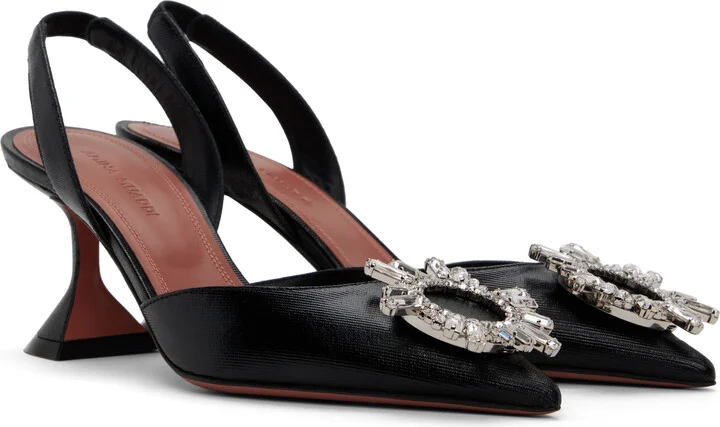 Amina Muaddi Black Begum Sling 70 Heels - Image 4