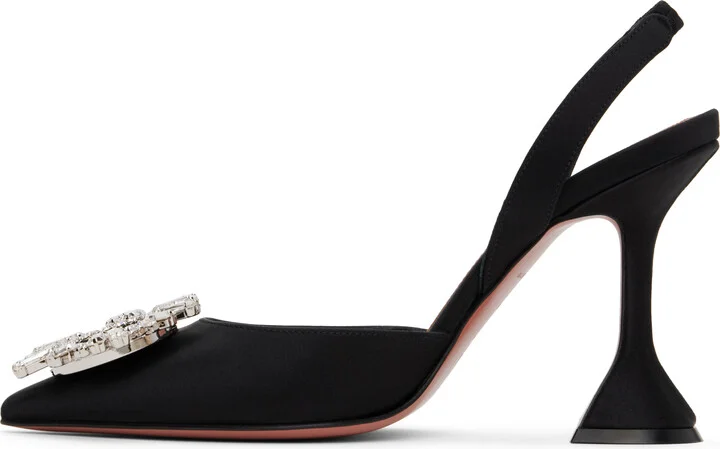 Amina Muaddi Black Begum Sling Heels - Image 3