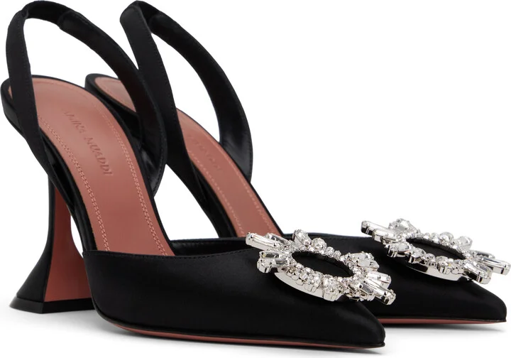 Amina Muaddi Black Begum Sling Heels - Image 4
