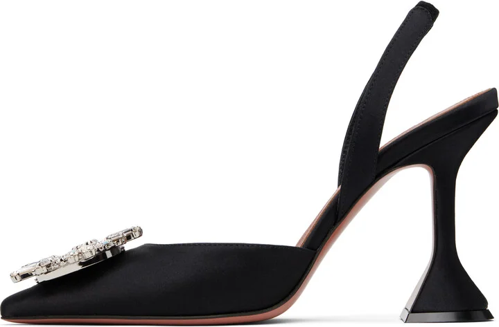 Amina Muaddi Black Begum Sling Heels - Image 3