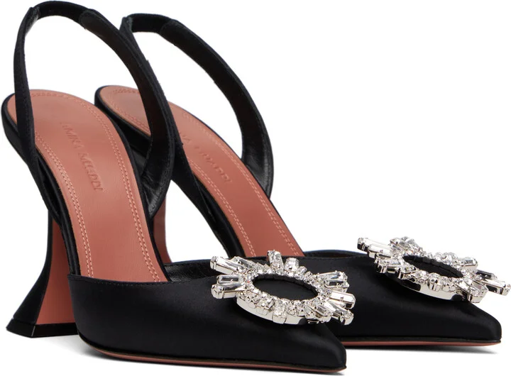 Amina Muaddi Black Begum Sling Heels - Image 4