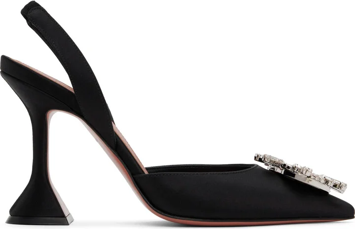 Amina Muaddi Black Begum Sling Heels