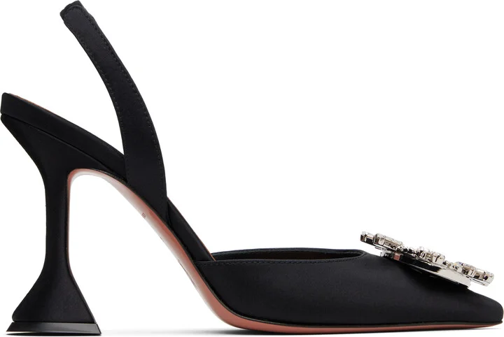 Amina Muaddi Black Begum Sling Heels