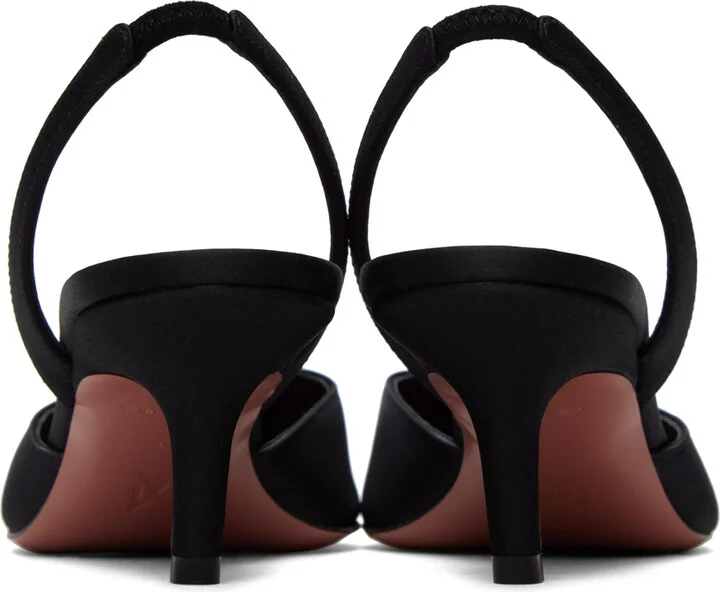 Amina Muaddi Black Camelia 60 Sling Heels - Image 2