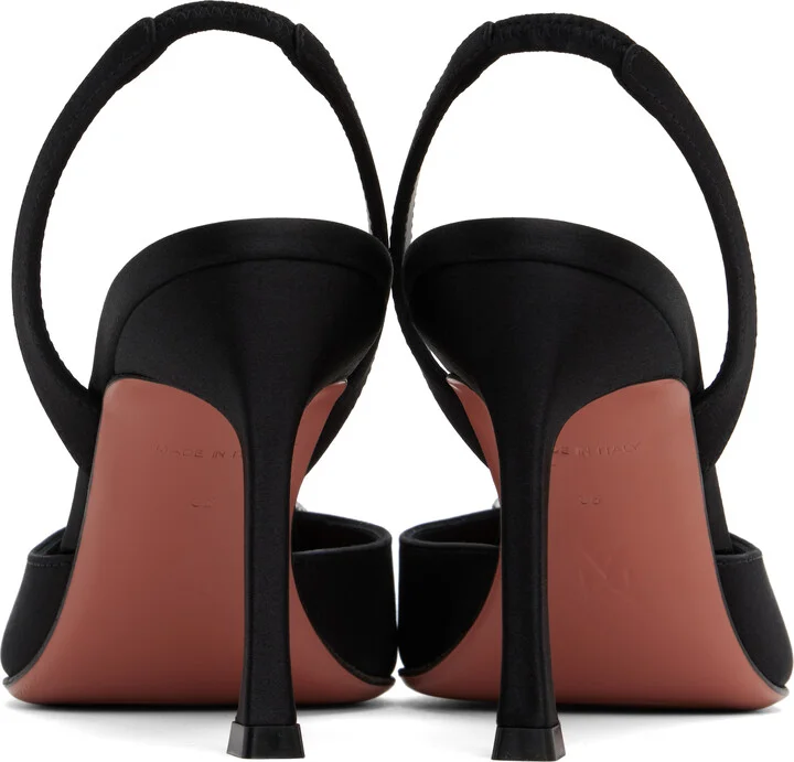 Amina Muaddi Black Camelia Sling 90 Heels - Image 2