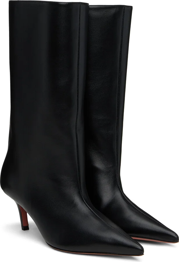 Amina Muaddi Black Fiona 60 Boots - Image 4