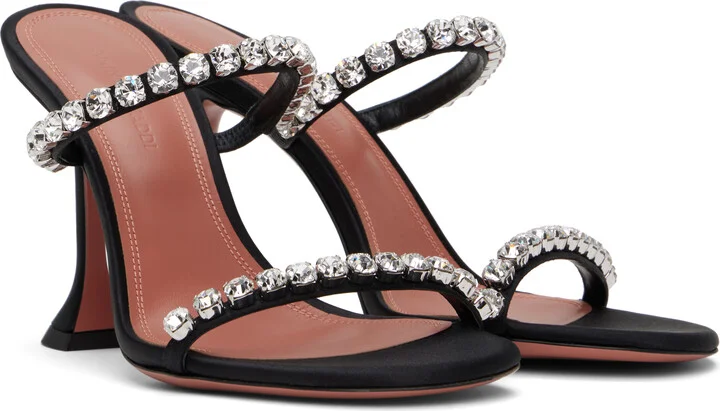 Amina Muaddi Black Gigi Slipper 95 Heeled Sandals - Image 4