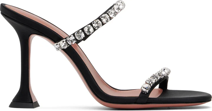 Amina Muaddi Black Gigi Slipper 95 Heeled Sandals