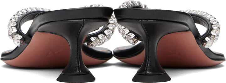 Amina Muaddi Black Gigi Thong Heeled Sandals - Image 2