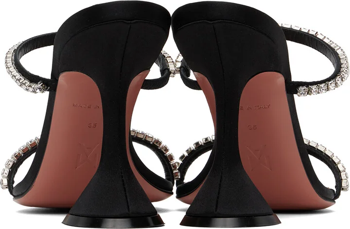 Amina Muaddi Black Gilda Slipper Heeled Sandals - Image 2