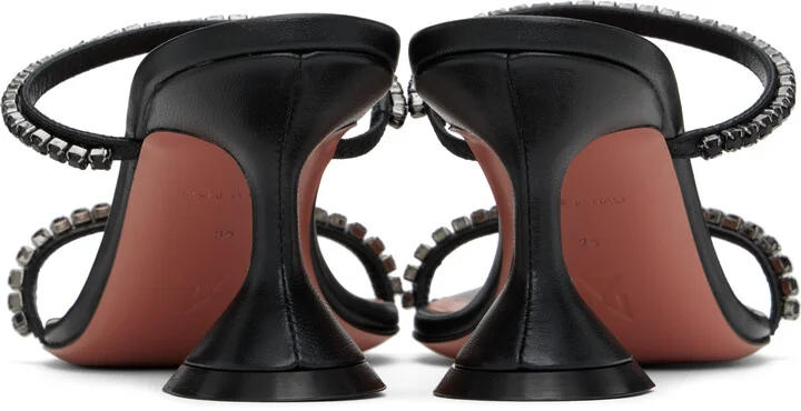 Amina Muaddi Black Gilda Slipper Heeled Sandals - Image 2
