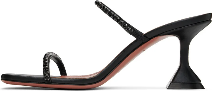 Amina Muaddi Black Gilda Slipper Heeled Sandals - Image 3