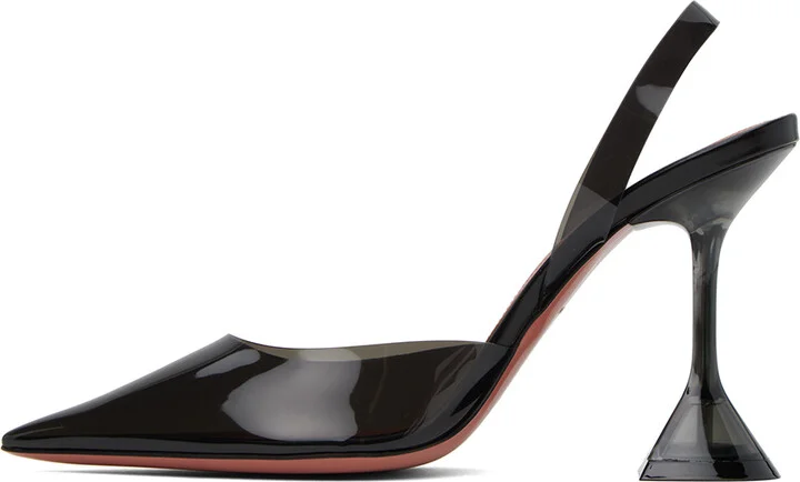 Amina Muaddi Black Holli Glass Slingback Heels - Image 3