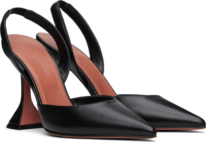 Amina Muaddi Black Holli Sling 95 Heels - Image 4