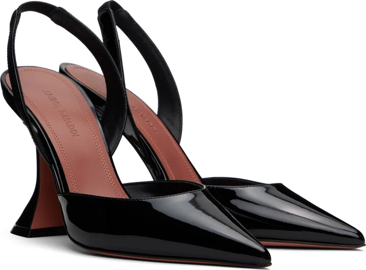 Amina Muaddi Black Holli Sling Heels - Image 4