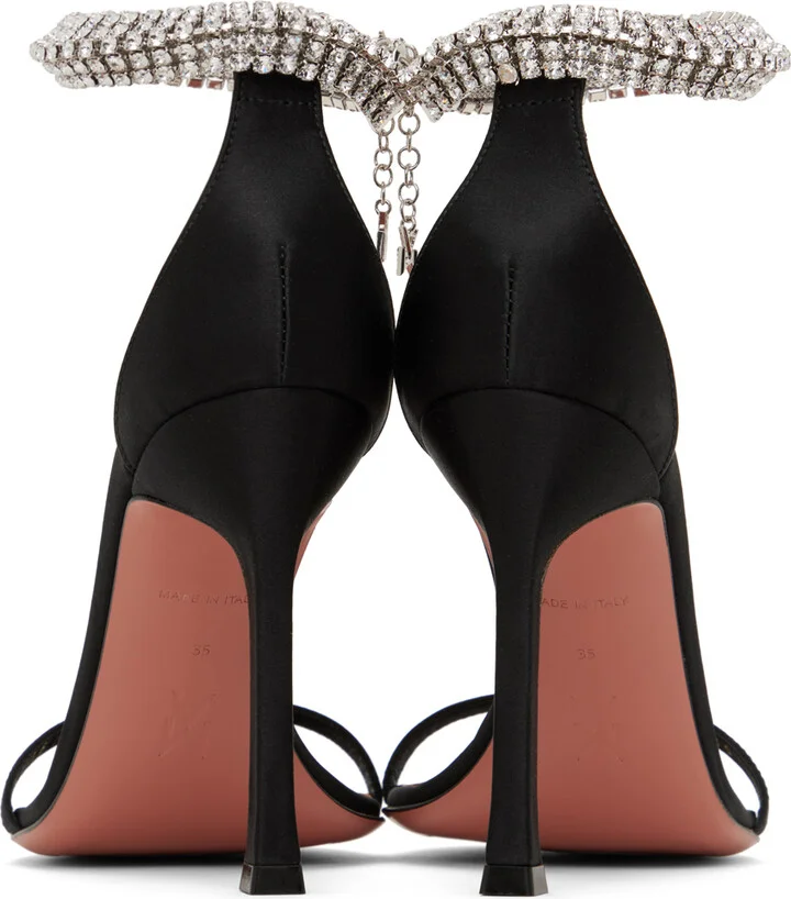 Amina Muaddi Black Iman Heeled Sandals - Image 2