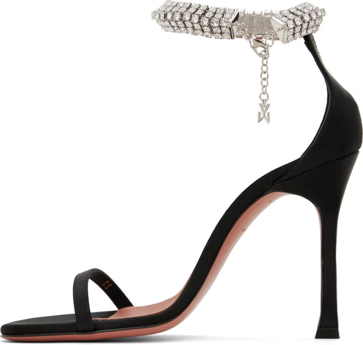 Amina Muaddi Black Iman Heeled Sandals - Image 3