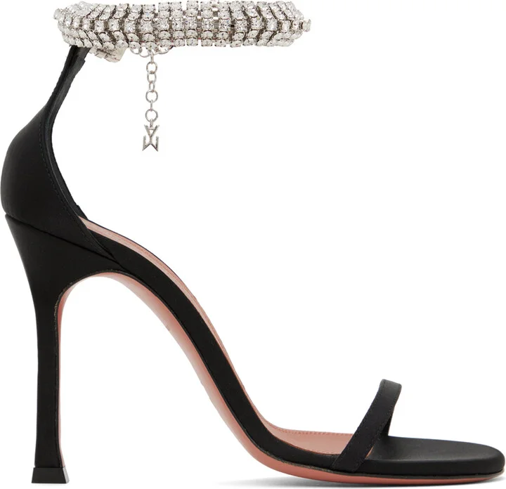 Amina Muaddi Black Iman Heeled Sandals