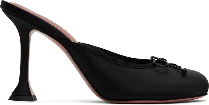 Amina Muaddi Black Lila Slipper 95 Heels