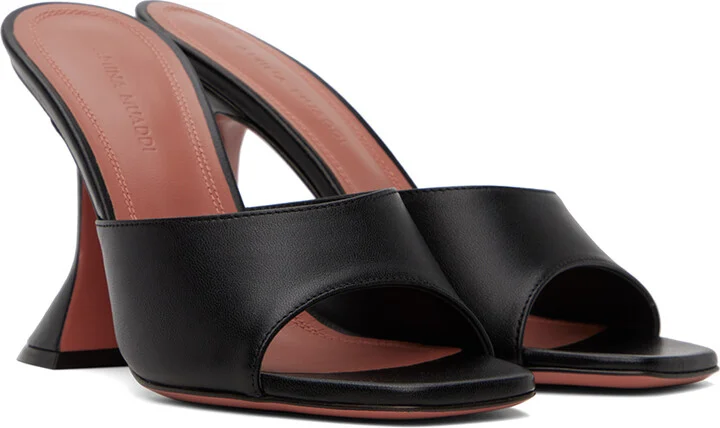 Amina Muaddi Black Lupita Slipper Heeled Sandals - Image 4