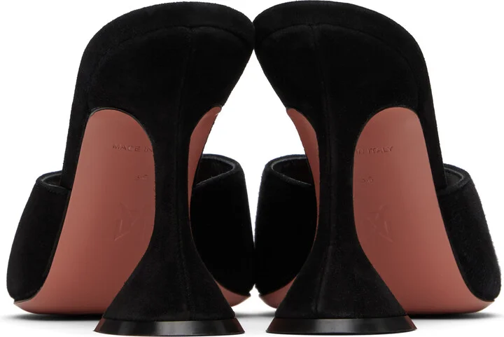 Amina Muaddi Black Lupita Slipper Heeled Sandals - Image 2