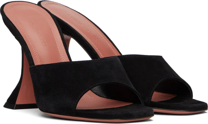 Amina Muaddi Black Lupita Slipper Heeled Sandals - Image 4