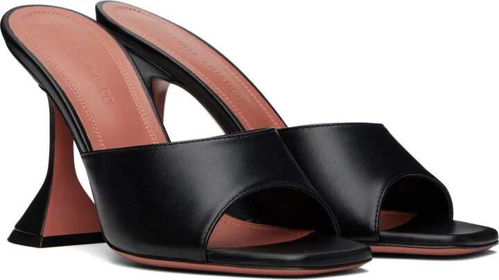 Amina Muaddi Black Lupita Slipper Heeled Sandals - Image 4
