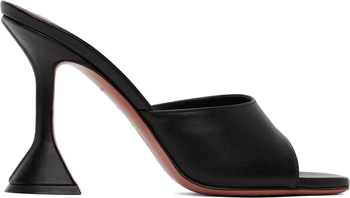 Amina Muaddi Black Lupita Slipper Heeled Sandals