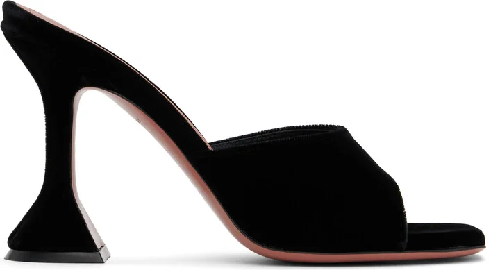 Amina Muaddi Black Lupita Slipper Heeled Sandals