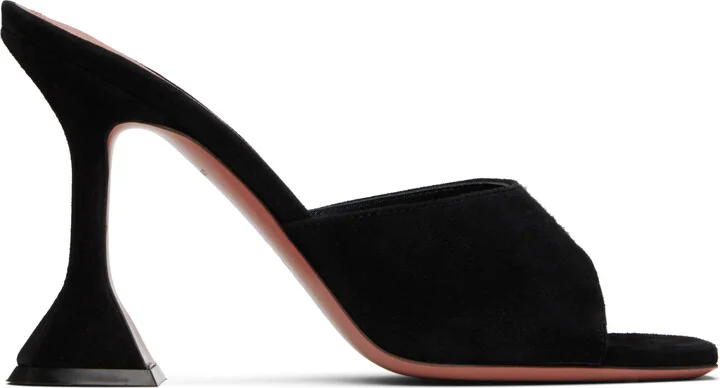 Amina Muaddi Black Lupita Slipper Heeled Sandals