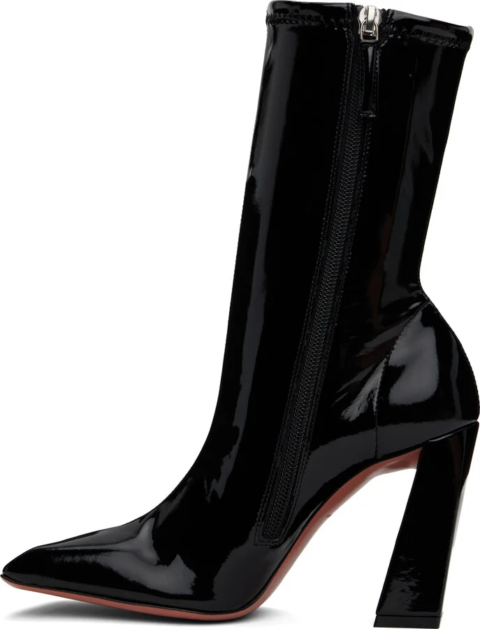 Amina Muaddi Black Marine Stretch Boots - Image 3