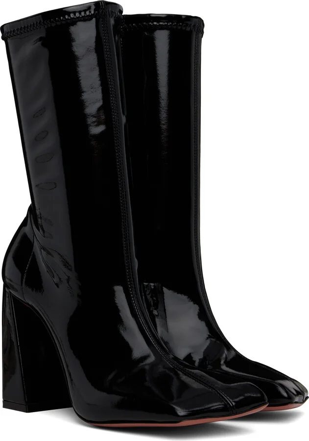 Amina Muaddi Black Marine Stretch Boots - Image 4