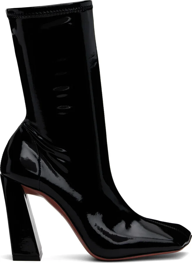 Amina Muaddi Black Marine Stretch Boots
