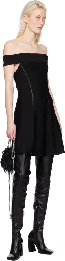 Amina Muaddi Black Marine Stretch Thigh High Boots - Image 5