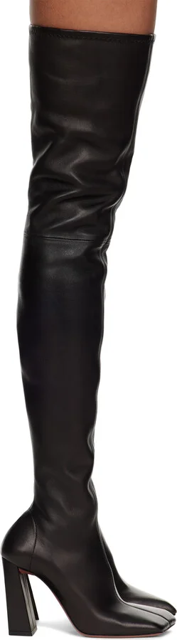 Amina Muaddi Black Marine Stretch Thigh High Boots