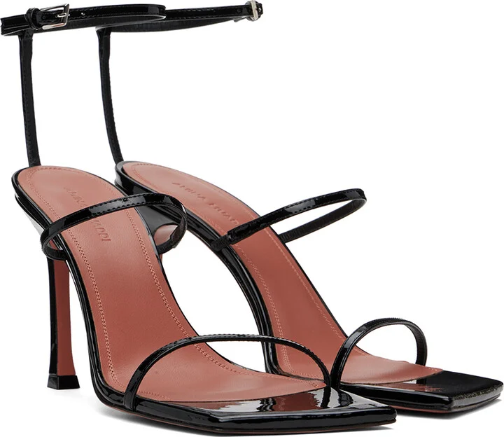 Amina Muaddi Black Maya Heeled Sandals - Image 4