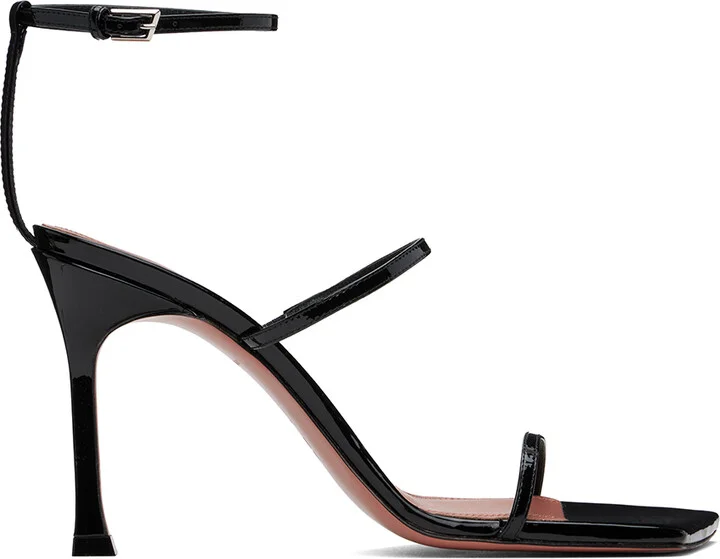 Amina Muaddi Black Maya Heeled Sandals