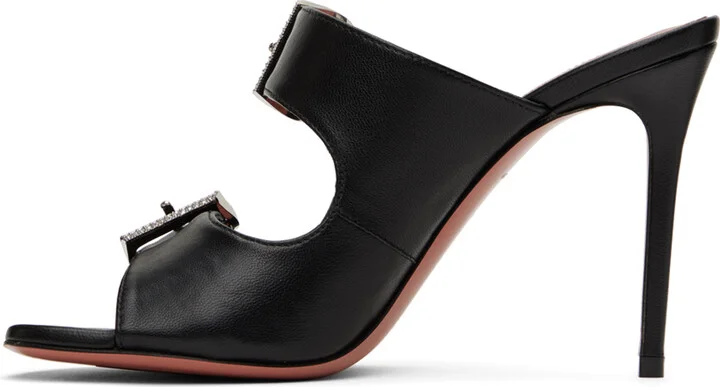 Amina Muaddi Black Millie Heeled Sandals - Image 3