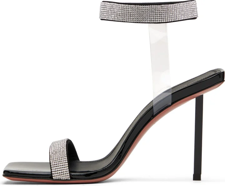 Amina Muaddi Black Rih Heeled Sandals - Image 3