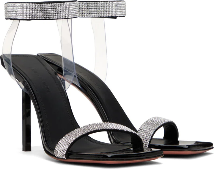 Amina Muaddi Black Rih Heeled Sandals - Image 4