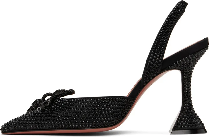 Amina Muaddi Black Rosie Crystal Sling Heels - Image 3